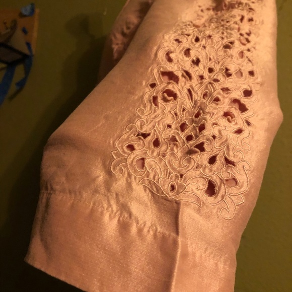 Soft Pink Silk Talbots Jacket Embroidered cutouts - Picture 6 of 8